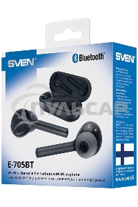 Беспроводные внутриканальные стереонаушники с микрофоном SVEN E-705BT, черный матовый (Bluetooth, TWS, магнитный зарядный кейс) Беспроводные внутриканальные стереонаушники с микрофоном SVEN E-705BT, черный матовый (Bluetooth, TWS, магнитный зарядный кейс)