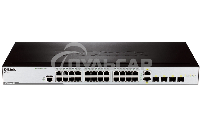Коммутатор управляемый 2 уровня D-Link DES-3200-28/C1A с 24 портами 10/100BASE-T + 2 комбо-портами 1000Base-T/SFP