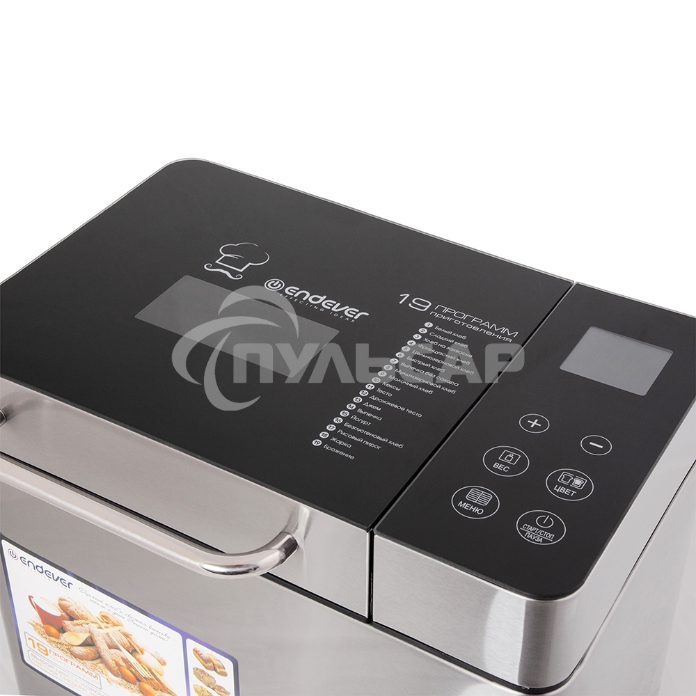 Хлебопечь Endever Skyline MB-53, 710Вт, 19 программ, таймер 15ч, сохранение уст. прогр., авт. термостат, автоподогрев 60 мин
