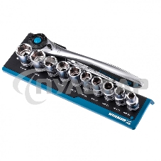 Набор торцевых головок, трещотка 120 зубьев, 12 предметов, 1/2
