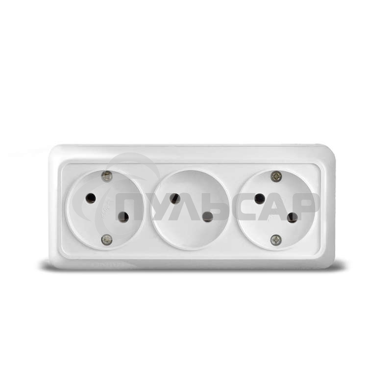 Розетка 3-м ОП Олимп без заземл. белый  UNIVersal 1160