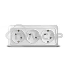 Розетка 3-м ОП Олимп без заземл. белый  UNIVersal 1160