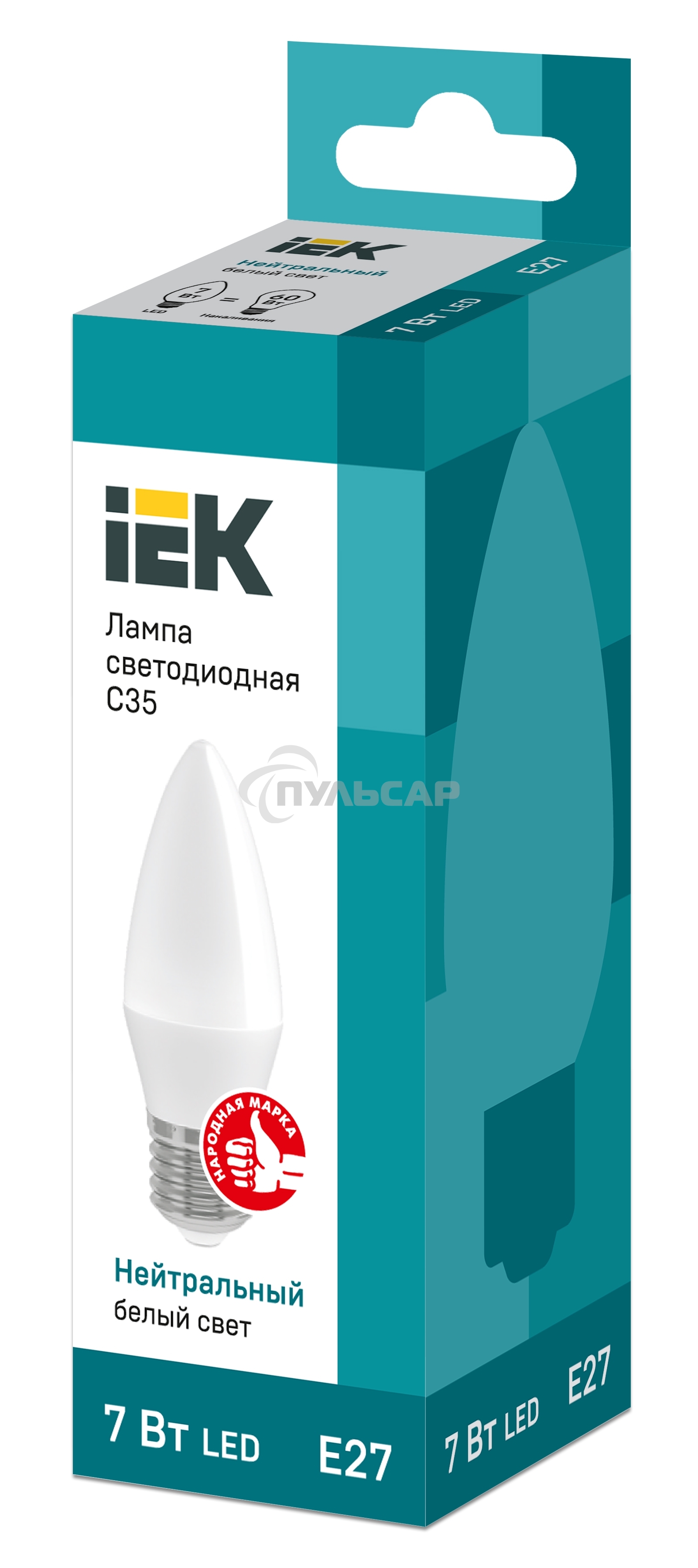 Лампа светодиодная ECO C35 свеча 7Вт 230В 4000К E27 ИЭК LLE-C35-7-230-40-E27