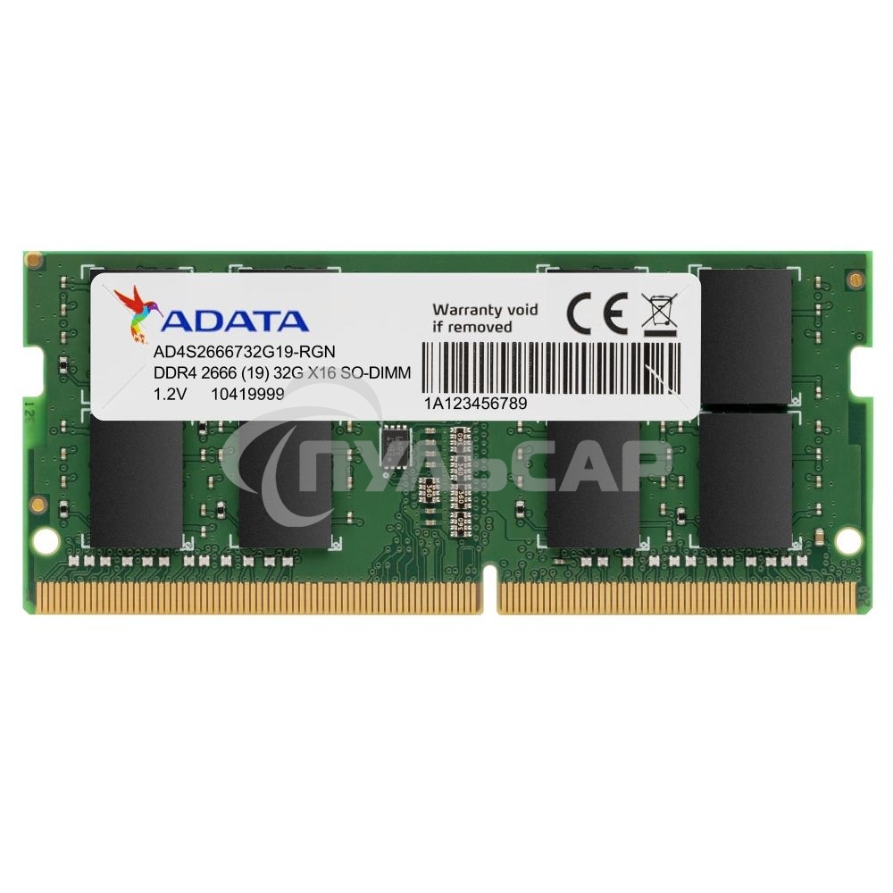 Оперативная память ADATA, DDR4, 8Gb (1x8Gb), 2666MHz, CL19, SO-DIMM