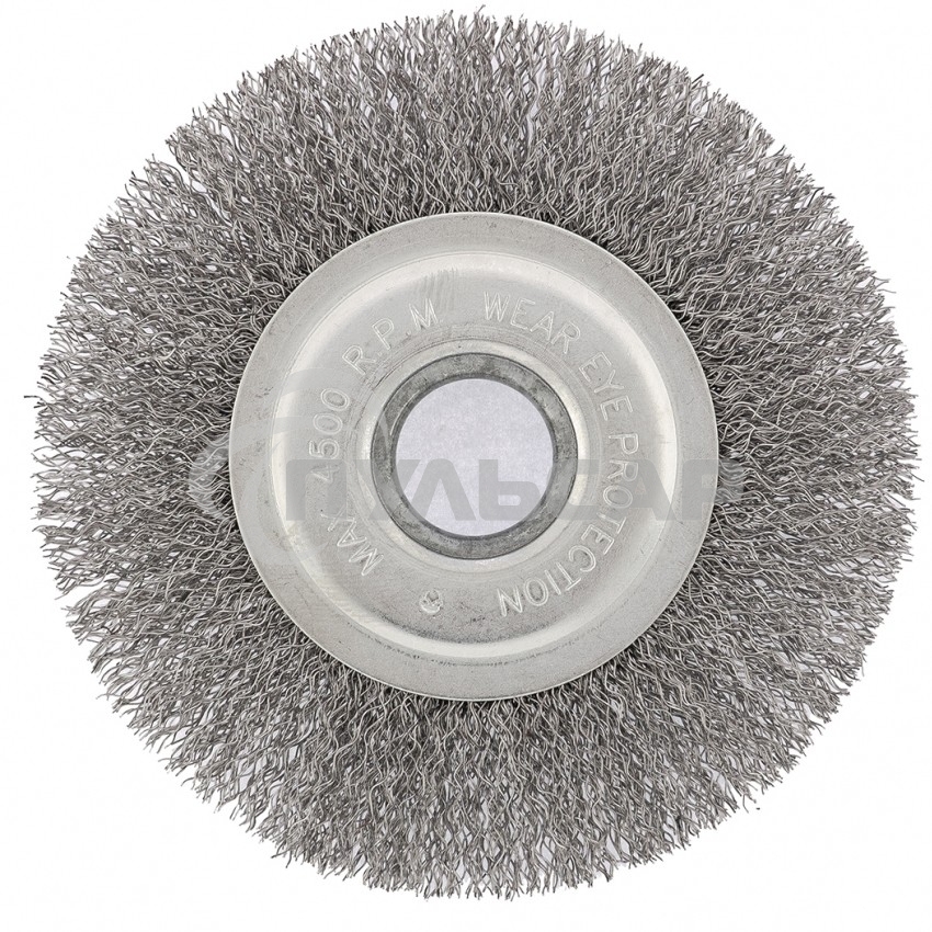 Щетка для УШМ СИБРТЕХ, 125 мм посадка 22,2 мм плоская, витая проволока 0,3 мм 746567