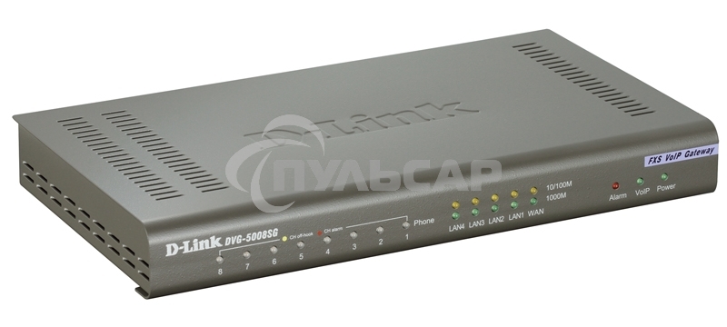Интернет-телефония D-Link DVG-5008SG/A1A Голосовой шлюз с 8 FXS-портами, 1 WAN-портом 10/100/1000Base-T и 4 LAN-портами 10/1000Base-T