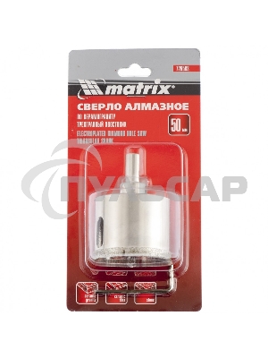 Сверло алмазное Matrix по керамограниту, 50x67 мм, 3-гранный хвостовик
