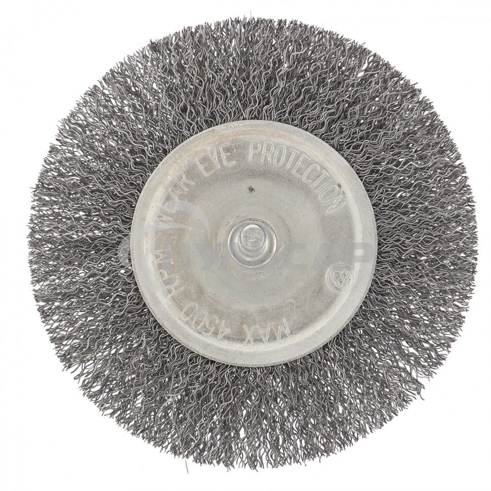 Щетка для дрели Сибртех 100 мм, плоская со шпилькой, витая проволока 0,3 мм 744507