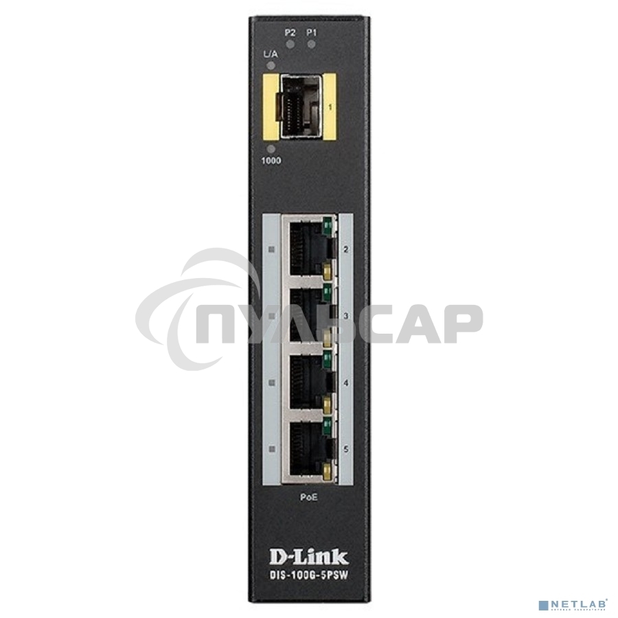 Коммутатор D-Link DIS-100G-5PSW/A1A Промышленный неуправляемый коммутатор с 4 портами 10/100/1000Base-T, 1 портом 1000Base-X SFP, функцией энергосбере