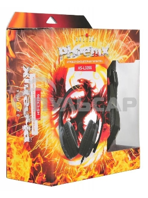 Наушники с микрофоном Oklick Phoenix HS-L320G черный/красный1.9м мониторы оголовье (NO-3000)