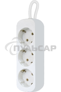 Удлинитель Defender E330 белый 3.0 м, 3 розетки 