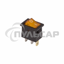Выключатель клавишный Rexant 12V 15А (3с) ON-OFF желтый с подсветкой Mini
