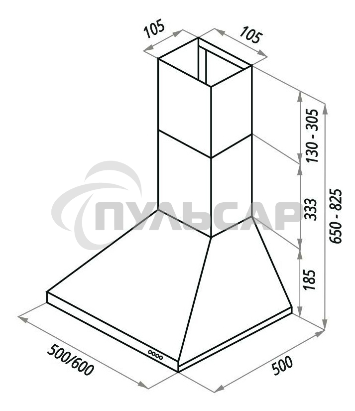 Вытяжка каминная Maunfeld Aire 60 белая, 60 см, 500 куб. м/ч, 48 дБ