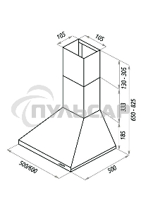 Вытяжка каминная Maunfeld Aire 60 белая, 60 см, 500 куб. м/ч, 48 дБ