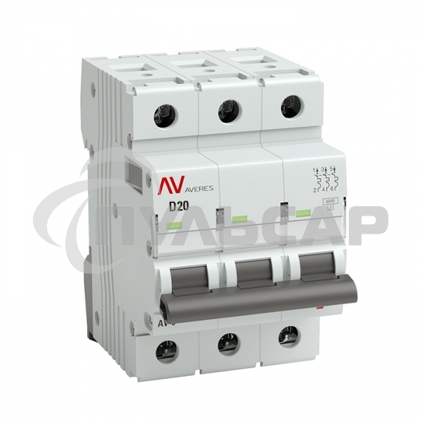Выключатель автоматический Averes AV-6 (D) 3P 20А 6kA