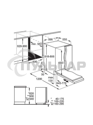 Встраиваемая посудомоечная машина Electrolux KES27200L 60 см, загрузка на 13 комплектов посуды, сенсорное управление, 6 программ