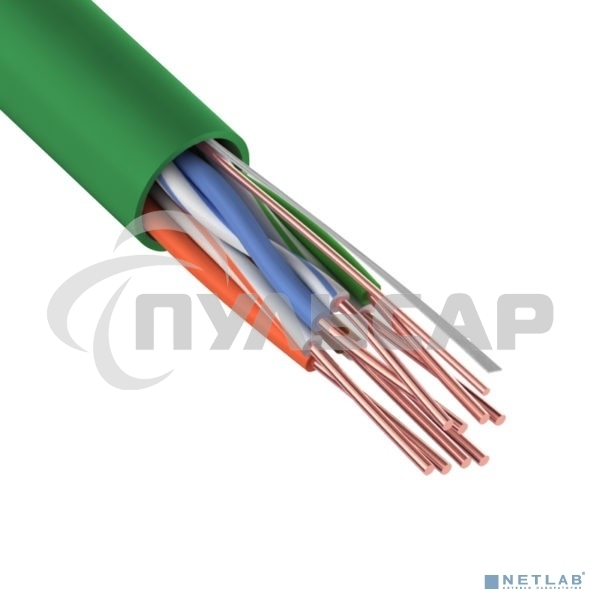 Кабель витая пара U/UTP, CAT 5e, нг(А)-LSLTx, 4х2х0,52мм, 24AWG, INDOOR, SOLID, зеленый, 305м Rexant