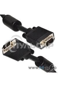 Кабель Gembird/Cablexpert CC-PPVGA-10M-B,Кабель VGA Premium, 15M/15M, 10м, черный, тройной экран, феррит.кольца