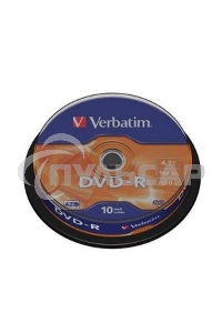 Диск DVD-R Verbatim 4.7Gb 16x Cake Box (10шт) (43523)