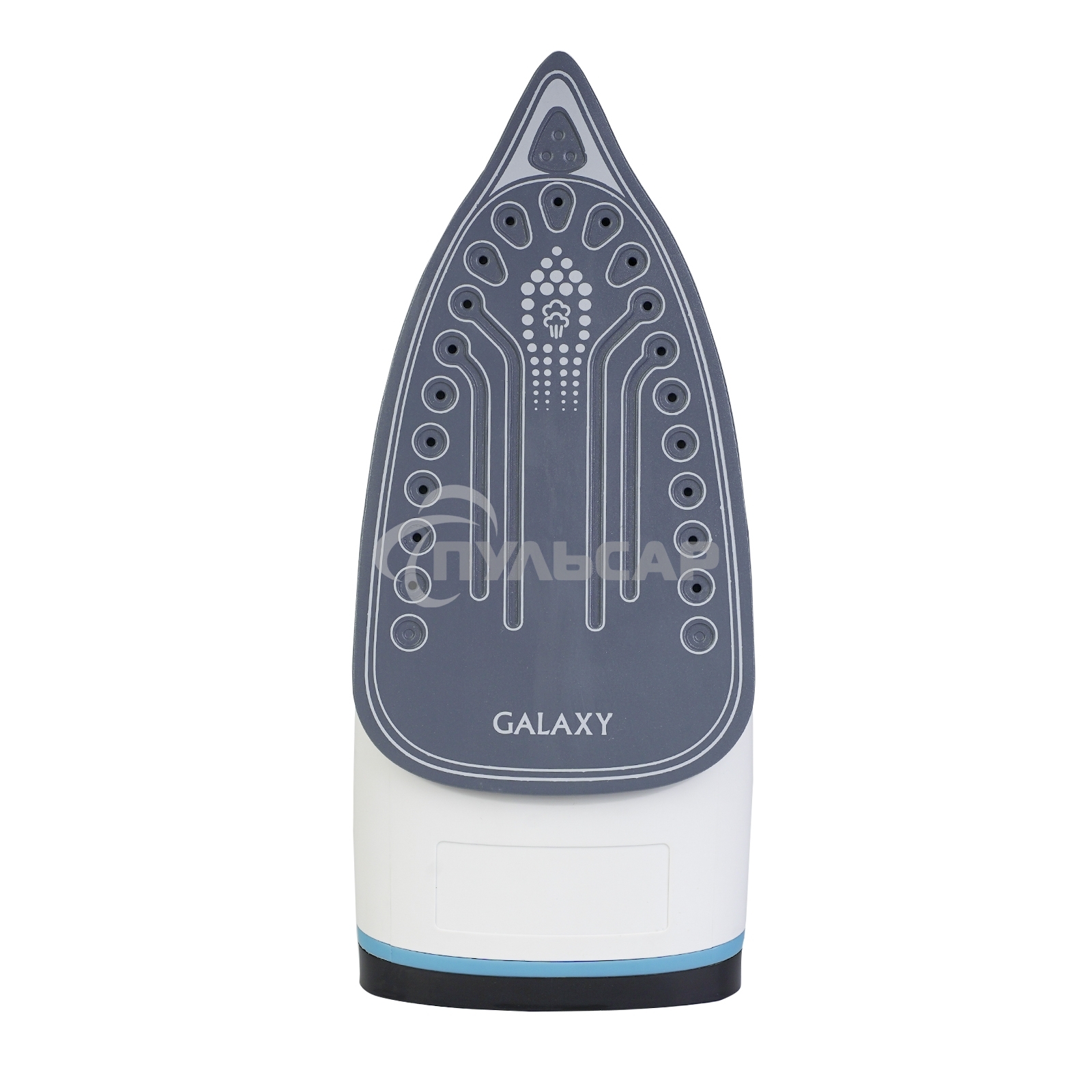 Утюг беспроводной Galaxy GL 6151, белый с голубым, паровой, 2200 Вт, функции: автоотключение, самоочистка, антикапля, антинакипь, функция увлажнения, вертикальное отпаривание, индикатор нагрева, защита от перегрева, резервуар для воды 320 мл, керамическое