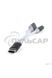 Переходник Cablexpert USB Type-C/Jack3.5 F+ Type-C F, черный, пакет (CCA-UC3.5F-02)
