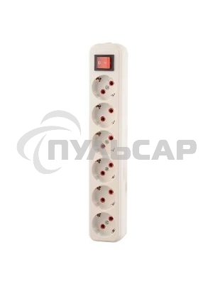 Колодка удлинителя 6-м с заземл. с выкл. Lezard 720-0600-602