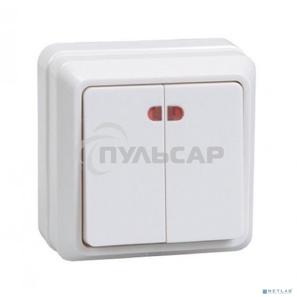 Выключатель 2-кл. ОП ОКТАВА с инд. 10А IP20 ВС20-2-1-ОБ белый ИЭК EVO21-K01-10-DC