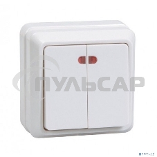 Выключатель 2-кл. ОП ОКТАВА с инд. 10А IP20 ВС20-2-1-ОБ белый ИЭК EVO21-K01-10-DC