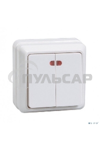 Выключатель 2-кл. ОП ОКТАВА с инд. 10А IP20 ВС20-2-1-ОБ белый ИЭК EVO21-K01-10-DC