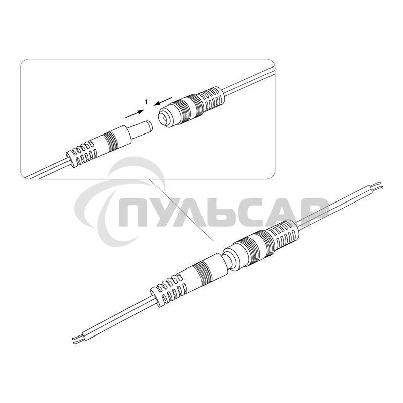 Разъем питания гнездо 2.1х5.5 с проводом 20 см Rexant