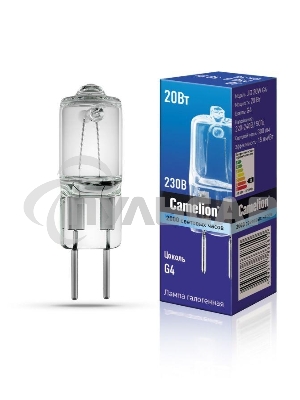 Лампа галогенная JD 20Вт капсула g4 2850К 240В g4 Camelion 10405