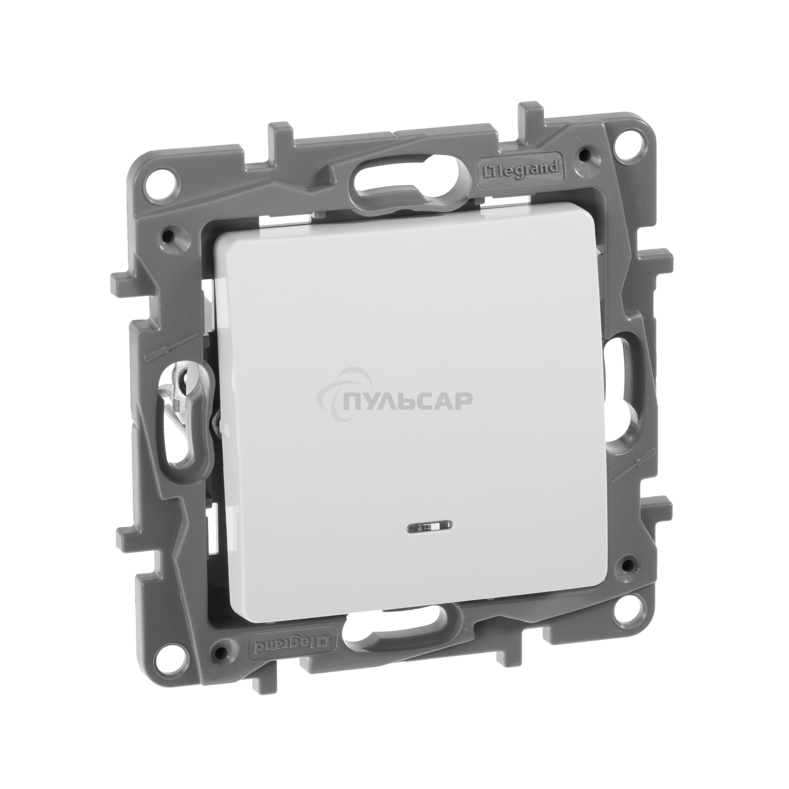 Механизм выключателя 1-кл. СП Etika 10АX с подсветкой / индикацией безвинт. зажимы бел. Leg 672203