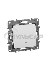 Механизм выключателя 1-кл. СП Etika 10АX с подсветкой / индикацией безвинт. зажимы бел. Leg 672203