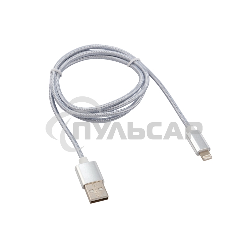 Кабель Rexant USB-Lightning 1 м, серебристая нейлоновая оплетка