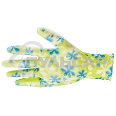 Перчатки садовые из полиэстера с нитрильным обливом, зеленые, S Palisad