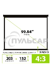 Экран Cactus 152x203см Wallscreen CS-PSW-152X203-BK 4:3 настенно-потолочный рулонный черный