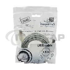 Кабель USB2.0 Cablexpert CCF-USB2-AMBM-TR-15, AM/BM, медь, двойн.экран, фер.кольцо, Pro, 4.5м, прозрач, пакет
