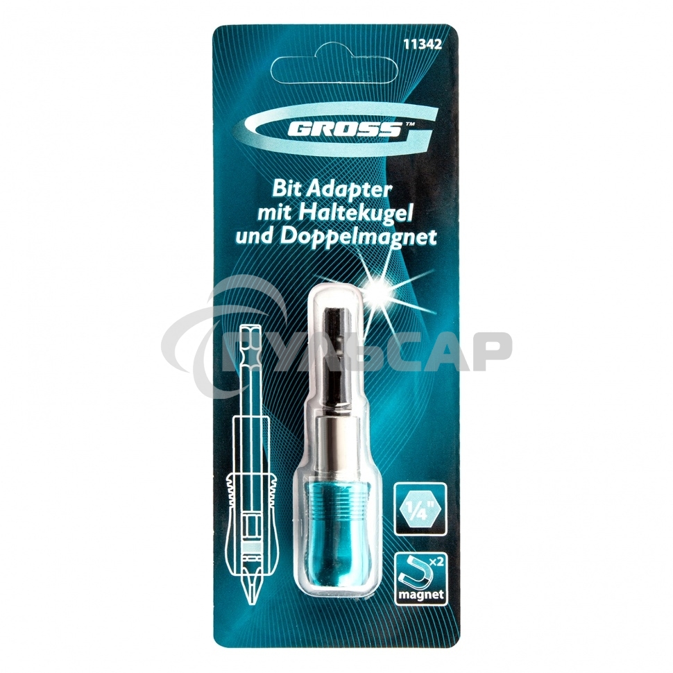 Адаптер для бит GROSS с держателем и двойным магнитом,1/4