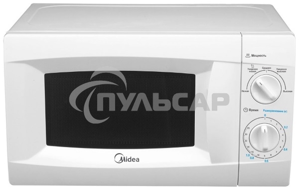 Микроволновая печь Midea MM720CKE белый, 20 л, 700 Вт, переключатели - поворотный механизм