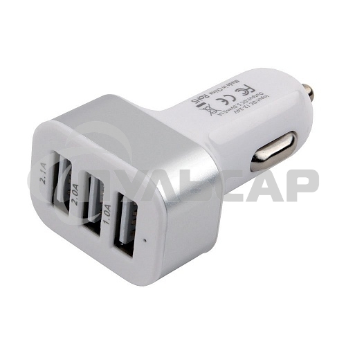 Адаптер питания Cablexpert MP3A-UC-CAR17, 12V->5V 3-USB, 2.1/2/1A