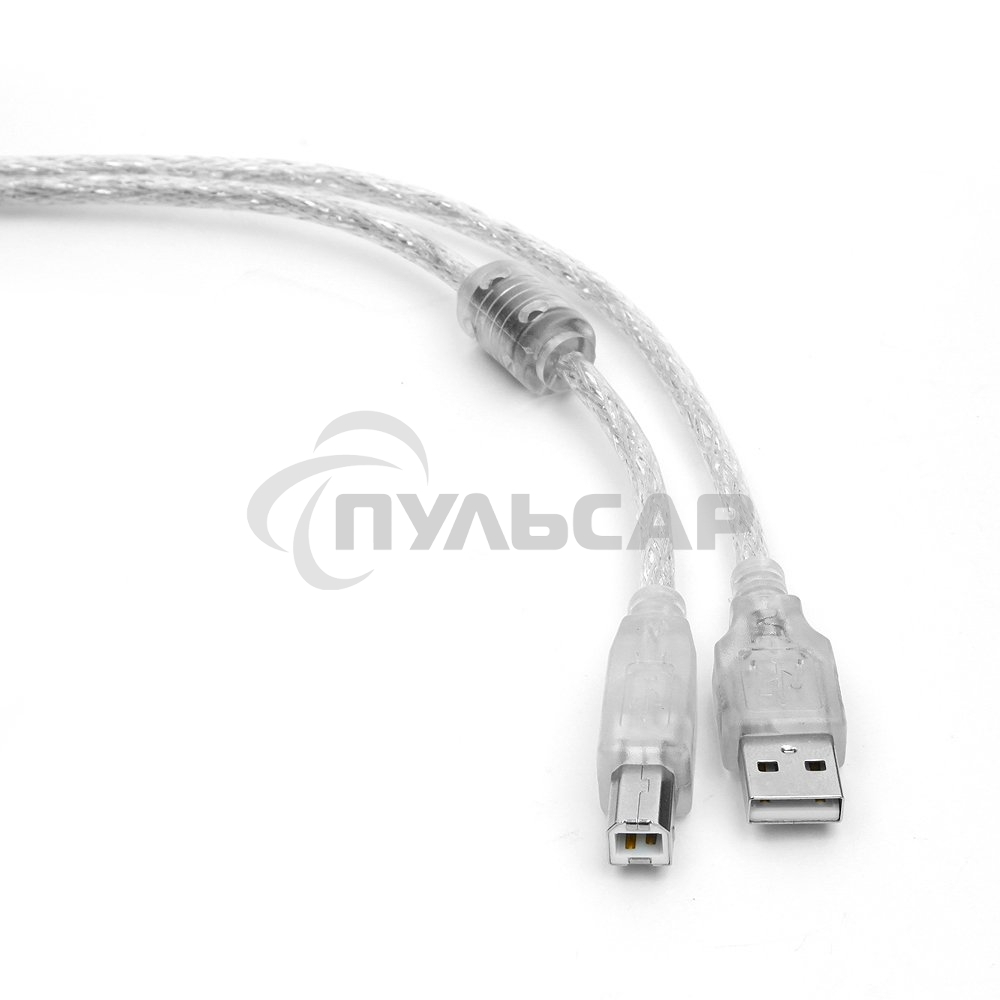Кабель USB2.0 Pro Cablexpert CCF-USB2-AMBM-TR-10, AM/BM, 3м, экран, феррит.кольца, прозрачный, пакет