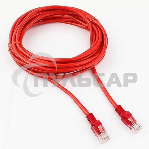 Патч-корд UTP Cablexpert кат.5e, 5м, литой, многожильный (красный)