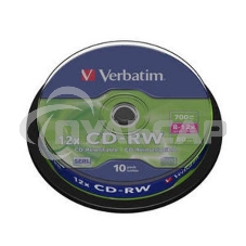 Диск CD-RW Verbatim 700Mb 10x Cake Box (10шт) (43480)