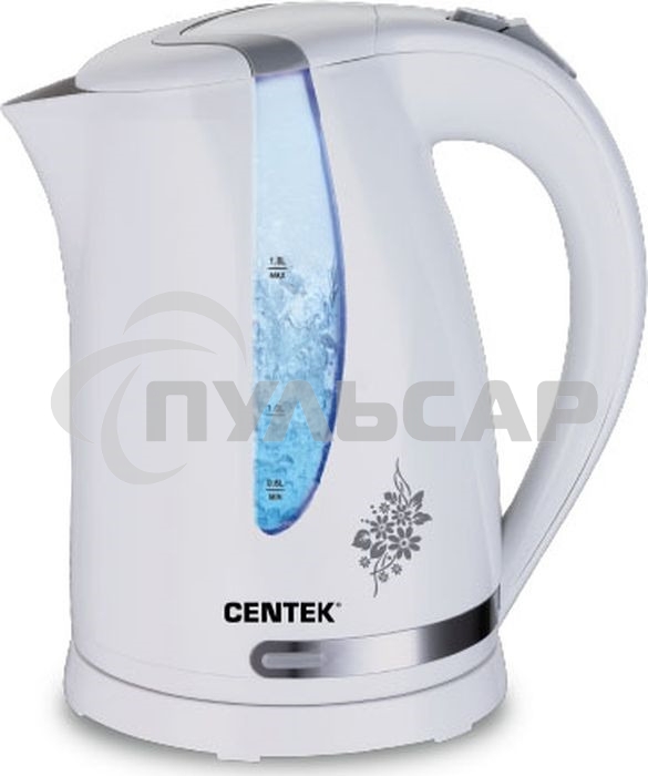 Чайник электрический Centek CT-0040 белый 1.8л, 2200Вт, открывание кнопкой, внутренняя подсветка