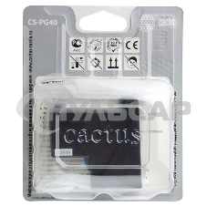 Картридж струйный Cactus CS-PG40 черный (18 мл) для Canon Pixma MP150/MP160/MP170/MP180/MP210/MP220/MP450/MP460/MP470/iP1200/iP1300/iP1600/iP1700/iP1800/iP190