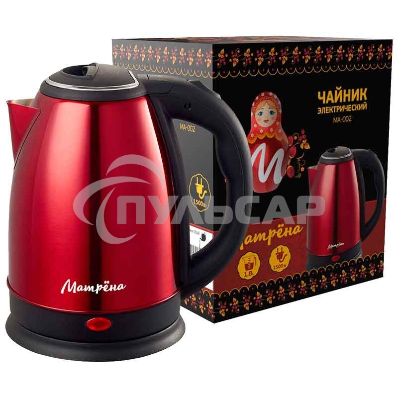 Чайник электрический Матрена MA-002 электрический (1,8 л) стальной красный