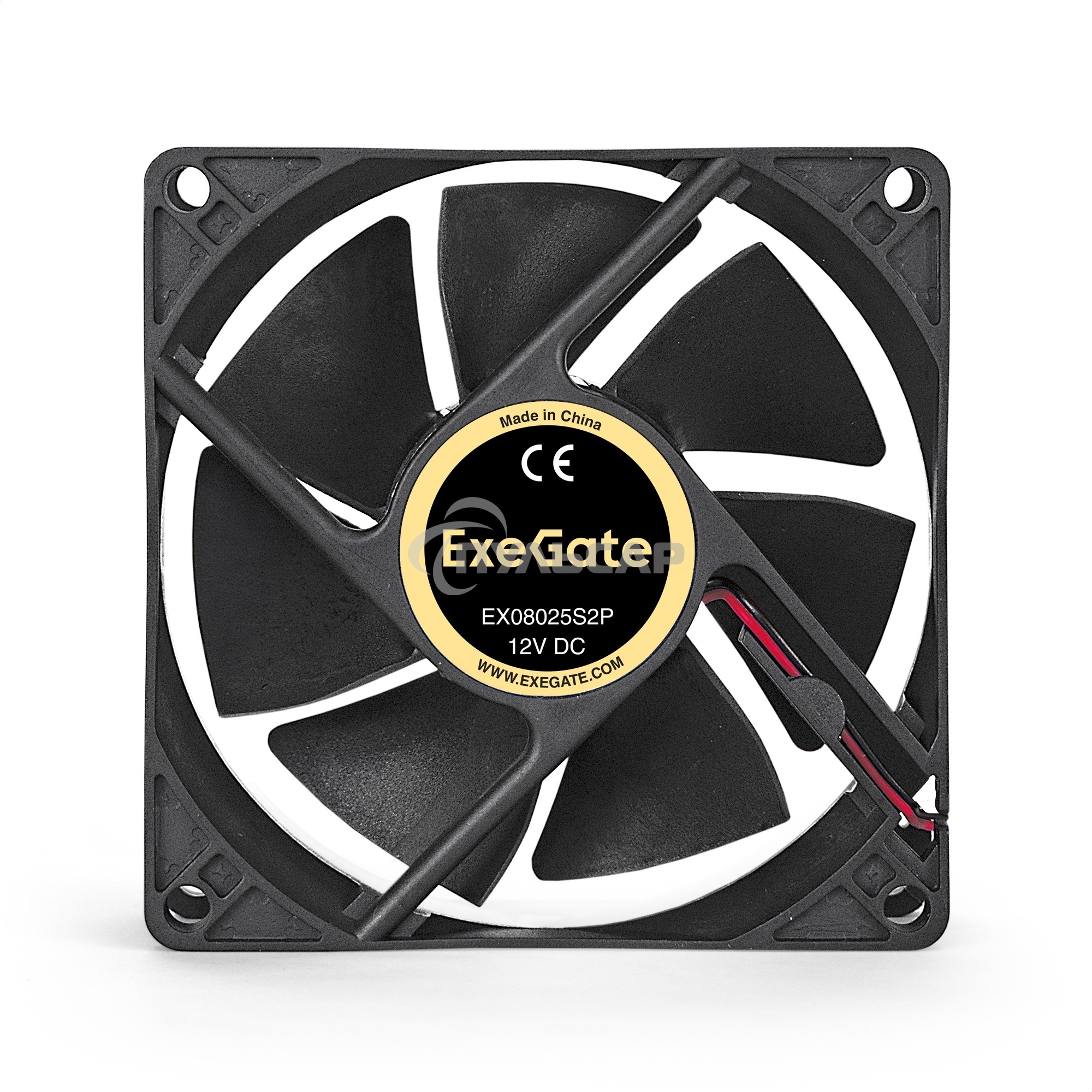Вентилятор для корпуса ExeGate EX08025S2P черный, 80 мм, 2200 об/мин, 22.5 дБ, 2 pin