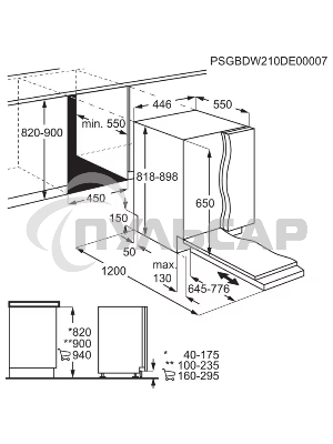 Встраиваемая посудомоечная машина Electrolux KESC2210L, черный, 44.6 см, 9 компл., 44 дБ, класс E