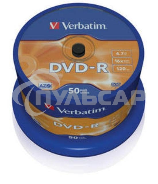 Диск DVD-R Verbatim 4.7Gb 16x Cake Box (50шт) (43548)
