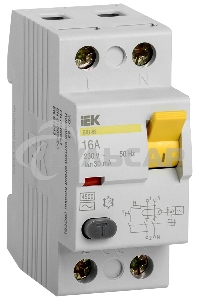 Выключатель дифференциального тока (УЗО) 2п 16А 30мА тип AC ВД1-63 ИЭК MDV10-2-016-030